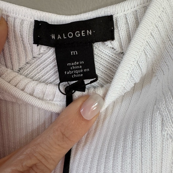 Halogen White Ribbed Tank Top - Picture 3 of 3